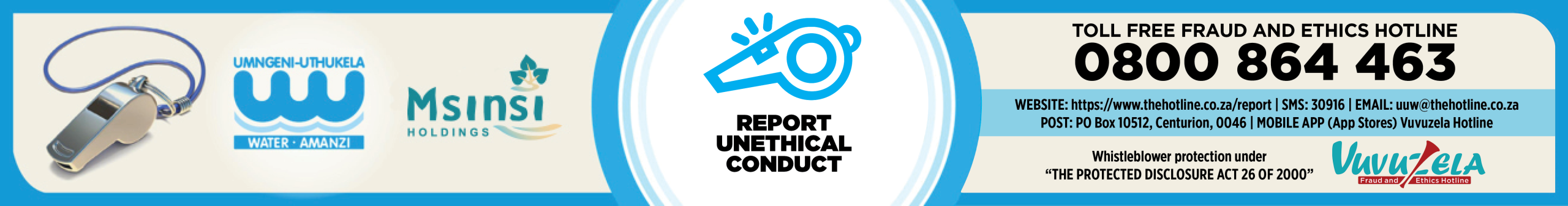 Report Unethical Conduct on 0800 864 463